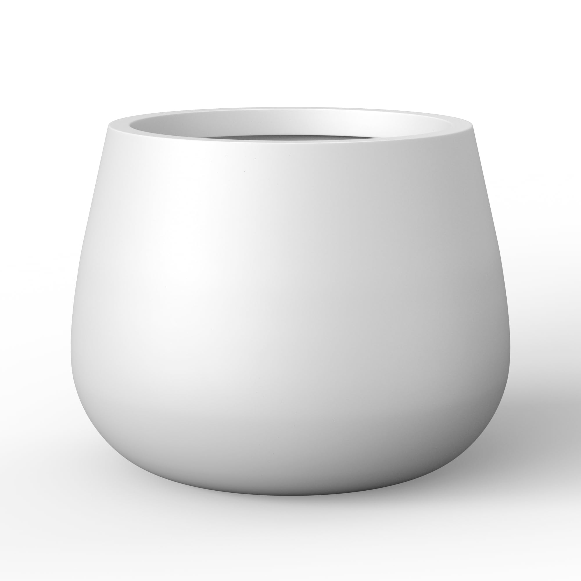 Kante 12.6" Dia Round Concrete Planter, Curva Style Garden Pot with Drainage Hole for Indoor & Outdoor Plants, Ideal for Tree, Flowers, Shrubs, White