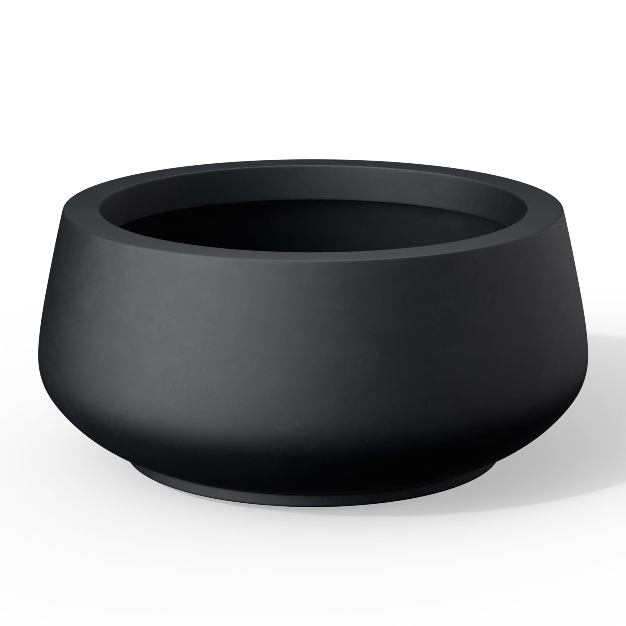 Kante 12.5" Dia Round Concrete Bonsai Planters, Outdoor Indoor Garden Plant Pot with Drainage Hole for Home, Patio, Garden, Black