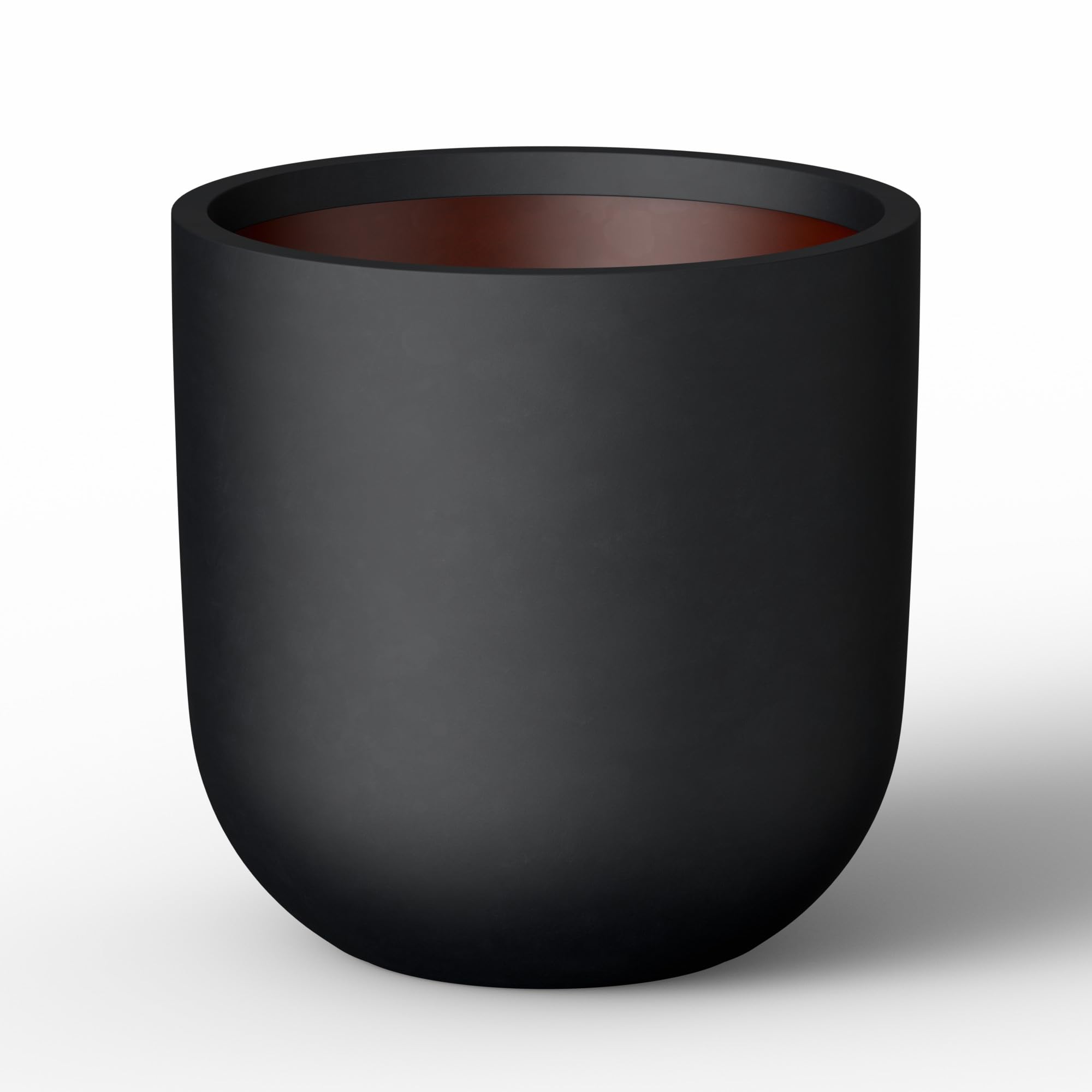 Kante 11.0" Round Concrete Planter, Large Cylinder Plant Pot with Curved Bottom and Drainage Hole, for Indoor and Outdoor Use Garden or Patio, Black Finish
