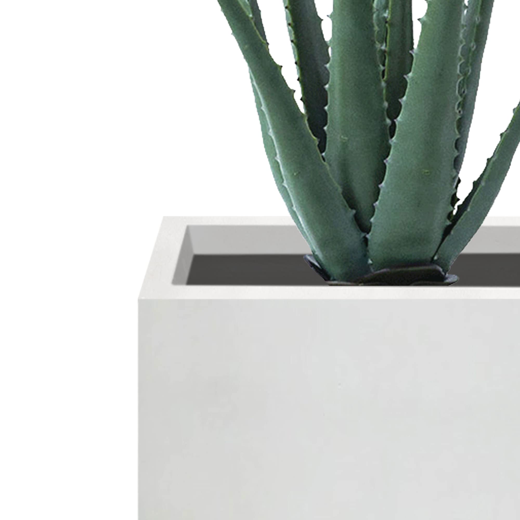 Kante 10 Inch Square Concrete Planter for Outdoor Indoor Home Patio Garden, Large Plant Pot with Drainage Hole and Rubber Plug, Pure White - Image 6