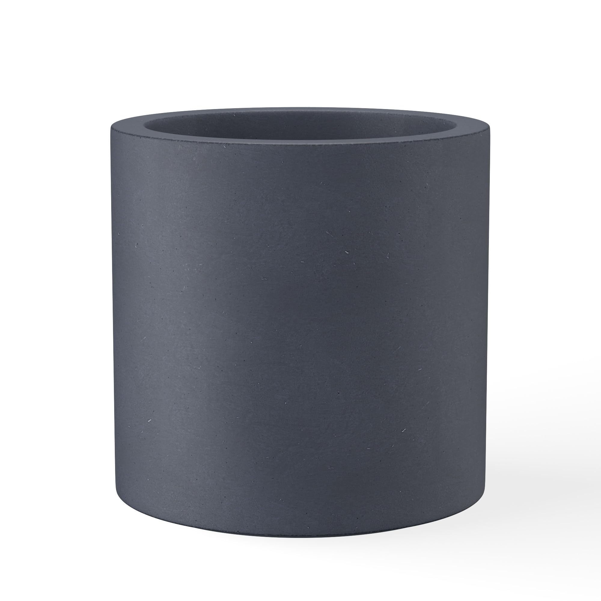 Kante 9.8" Medium Concrete Planter, Compact Cylinder Plant Pot with Drainage Hole & Rubber Plug Breathable Handmade Cement Container for Desk, Tabletop, Indoor Outdoor, Charcoal Gray