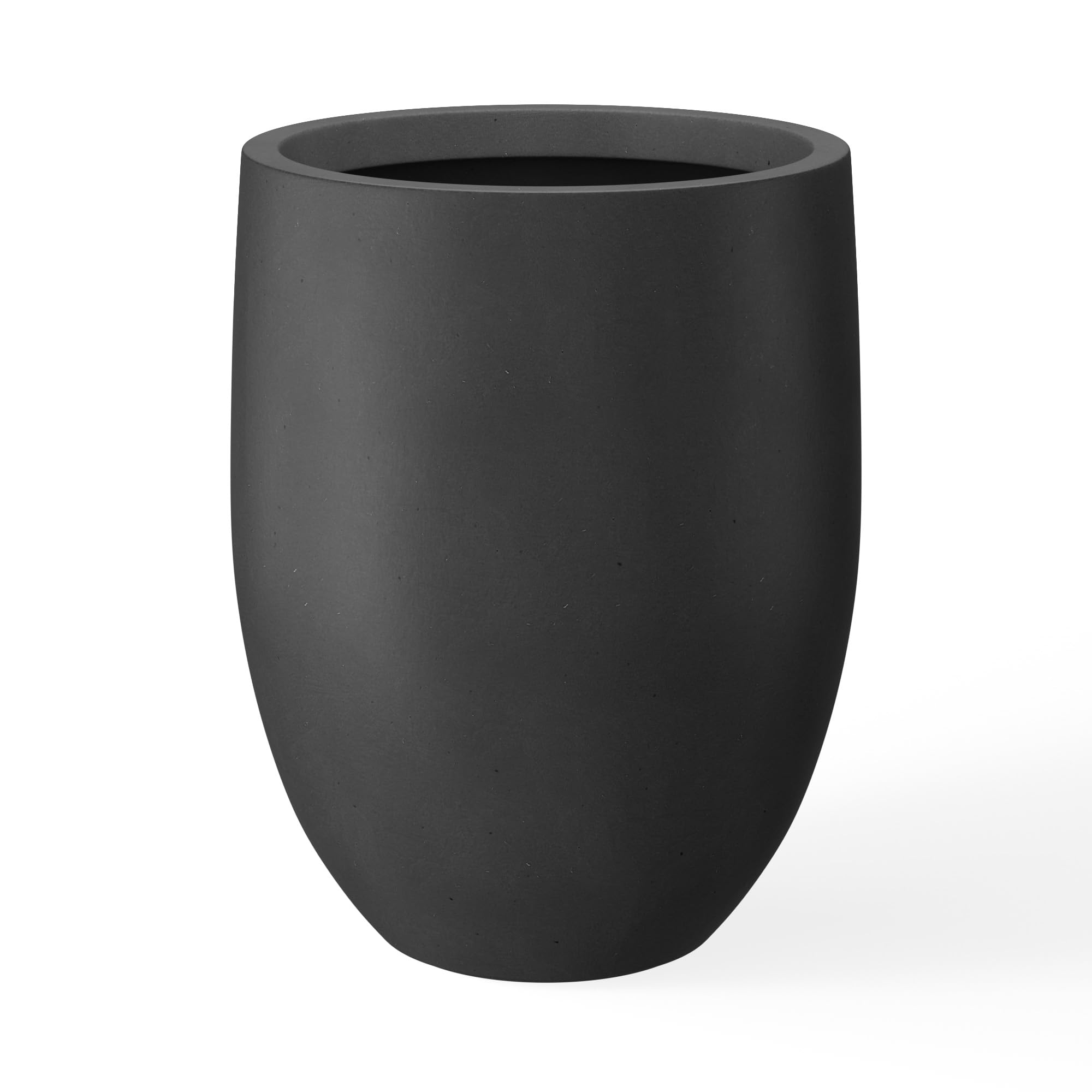 Kante 21.7" H x 16.9" W Large Concrete Planter, Tall Tapered Plant Pot with Drainage Hole & Rubber Plug Deep Black Handmade Cement Container for Indoor Outdoor, Patio, Corner Statement Piece