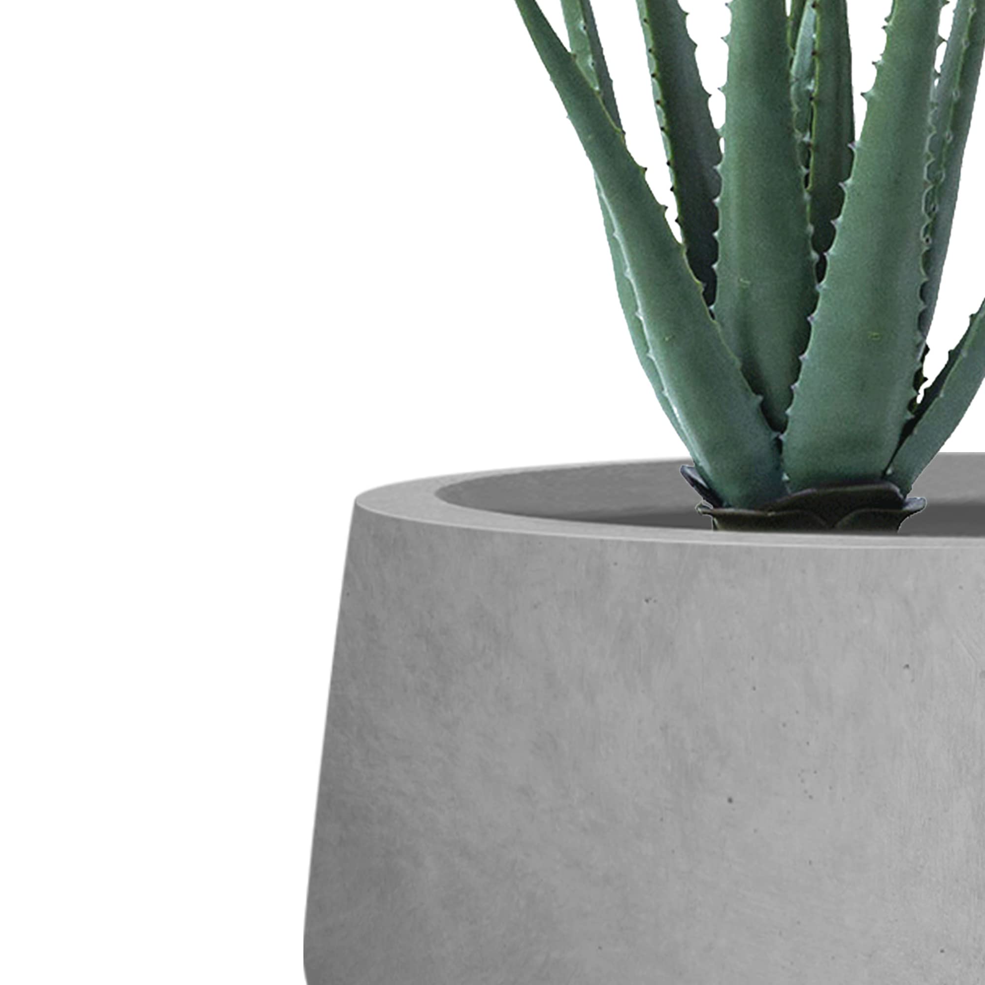 Kante 21.6",16.9",and 12.5" Dia Round Natural Concrete Elegant Planters (Set of 3), Outdoor Indoor Garden Plant Pot with Drainage Hole and Rubber Plug for Home & Patio - Image 3