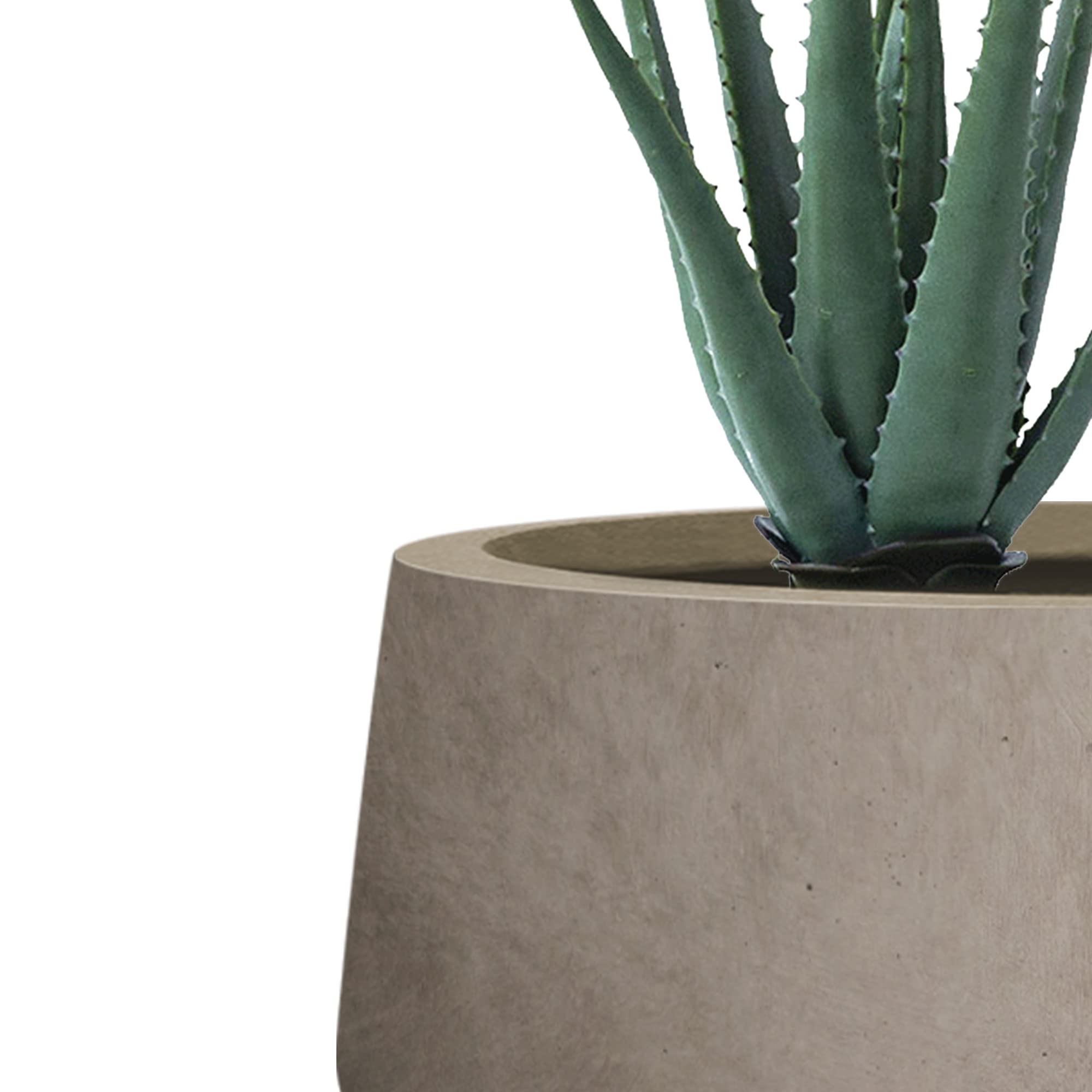 Kante 21.6",16.9",and 12.5" Dia Round Weathered Concrete Elegant Planters (Set of 3), Outdoor Indoor Garden Plant Pot with Drainage Hole and Rubber Plug for Home & Patio - Image 3
