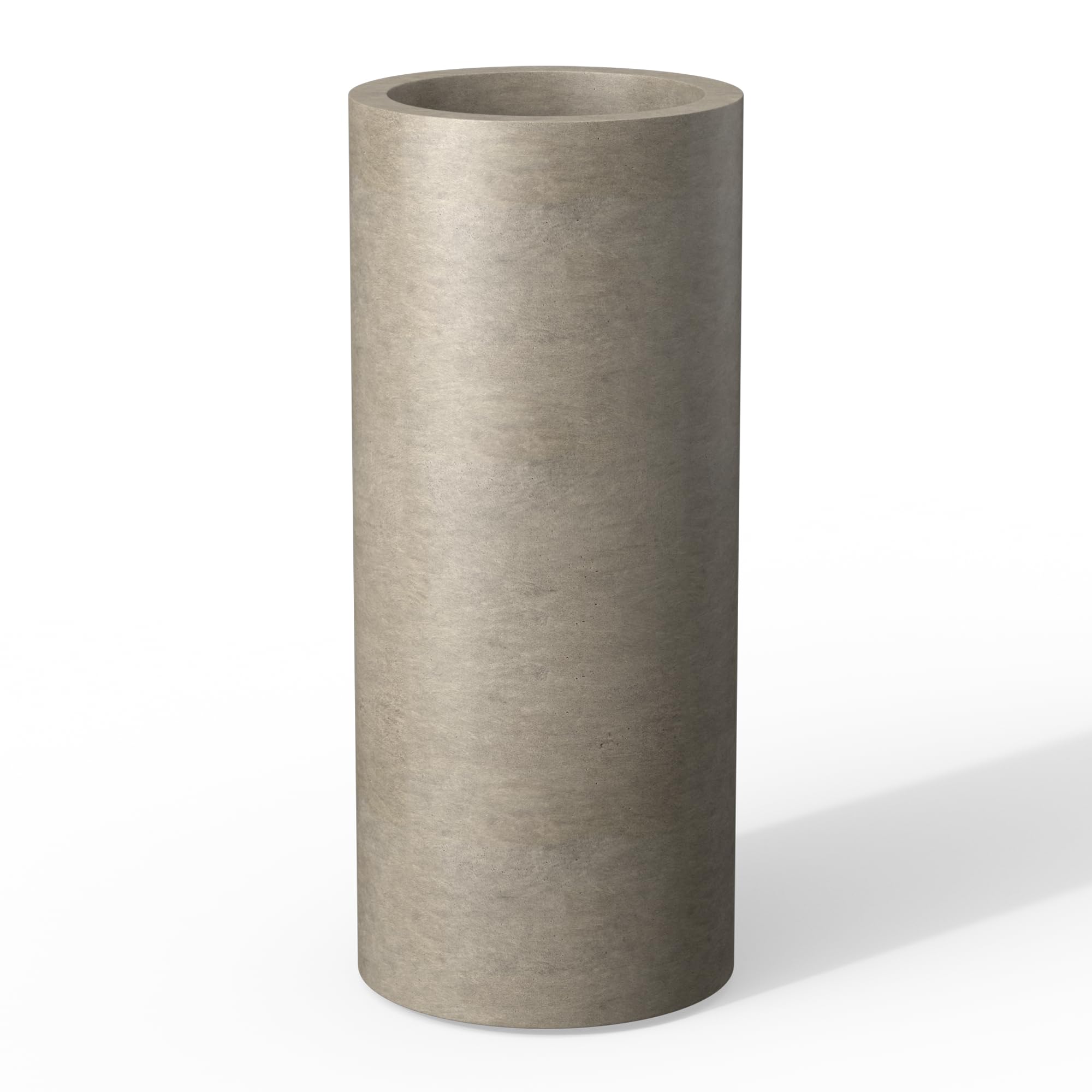 Kante 18.9 Inch Tall Cylindrical Planter, Large Round Plant Pots with Drainage Hole, Made with Concrete, Suitable for Indoor Outdoor Plants, Home Decor, Weathered Concrete