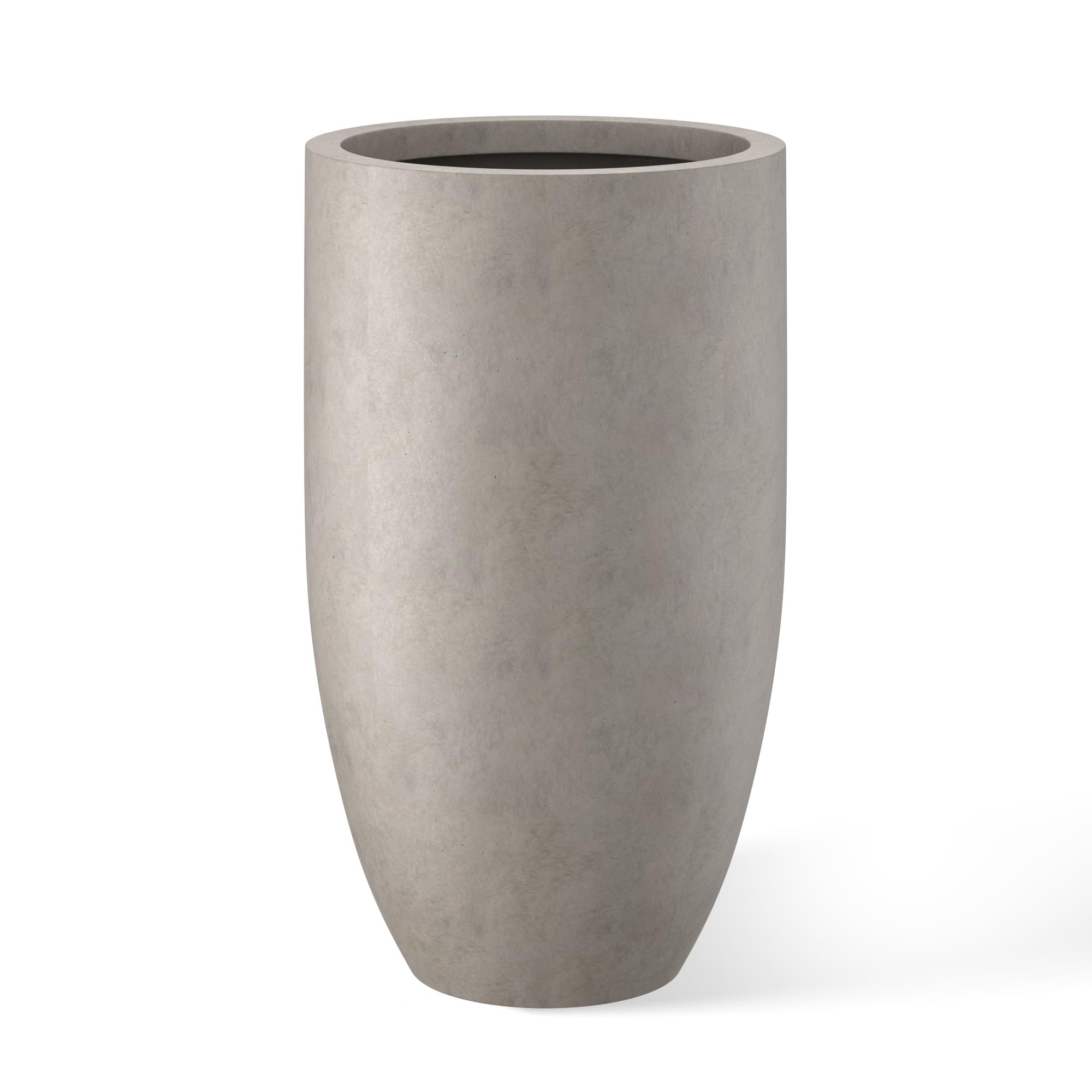 Kante Tall Concrete Planter, 24" Modern Floor Pot Weathered Stone Finish