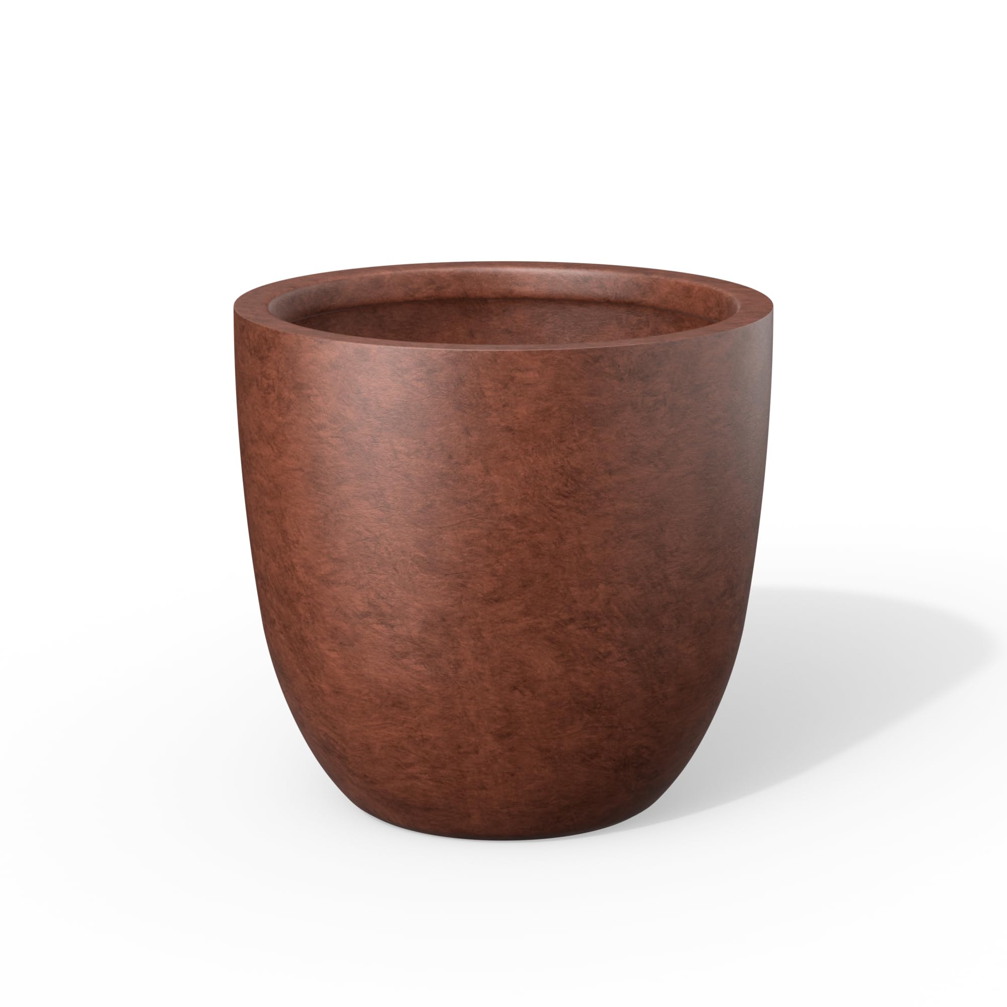 Kante 14 Inch Dia Round Concrete Planter, Indoor Outdoor Large Plant Pot with Drainage Hole and Rubber Plug for Home Patio Garden, Rusty