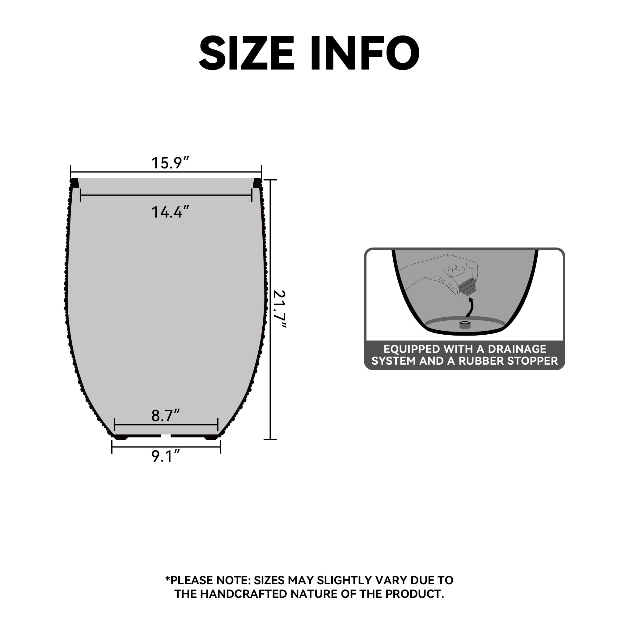 Kante 21.7 Inch Tall Textured Concrete Planter, Large Indoor Outdoor Plant Pot with Drainage, Smooth Rusty Finish with Painted Interior, Ideal for Porch, Home, Garden, Patio - Image 2