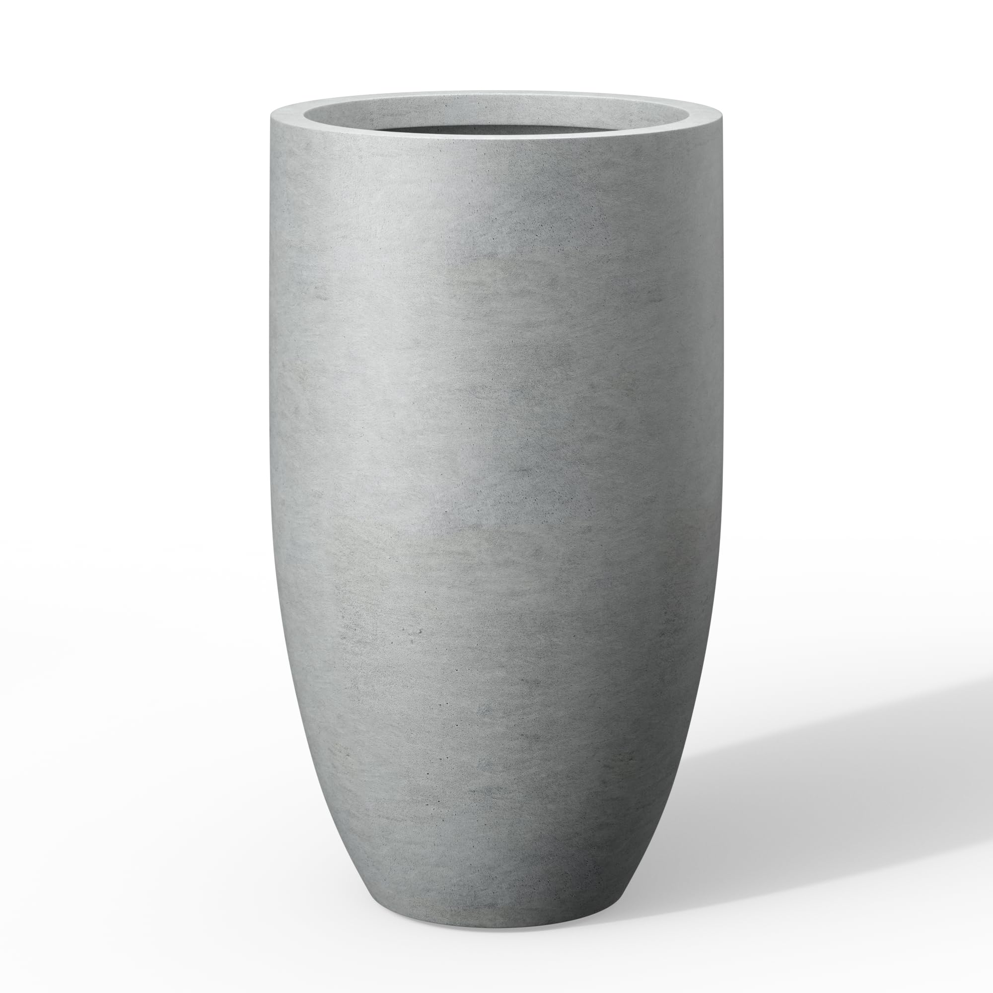 Kante 24 Inch Tall Round Concrete Planter, Large Indoor Outdoor Plant Pots with Drainage Hole and Rubber Plug, Modern Decorative Garden Pots for Home Patio Porch, Natural Concrete