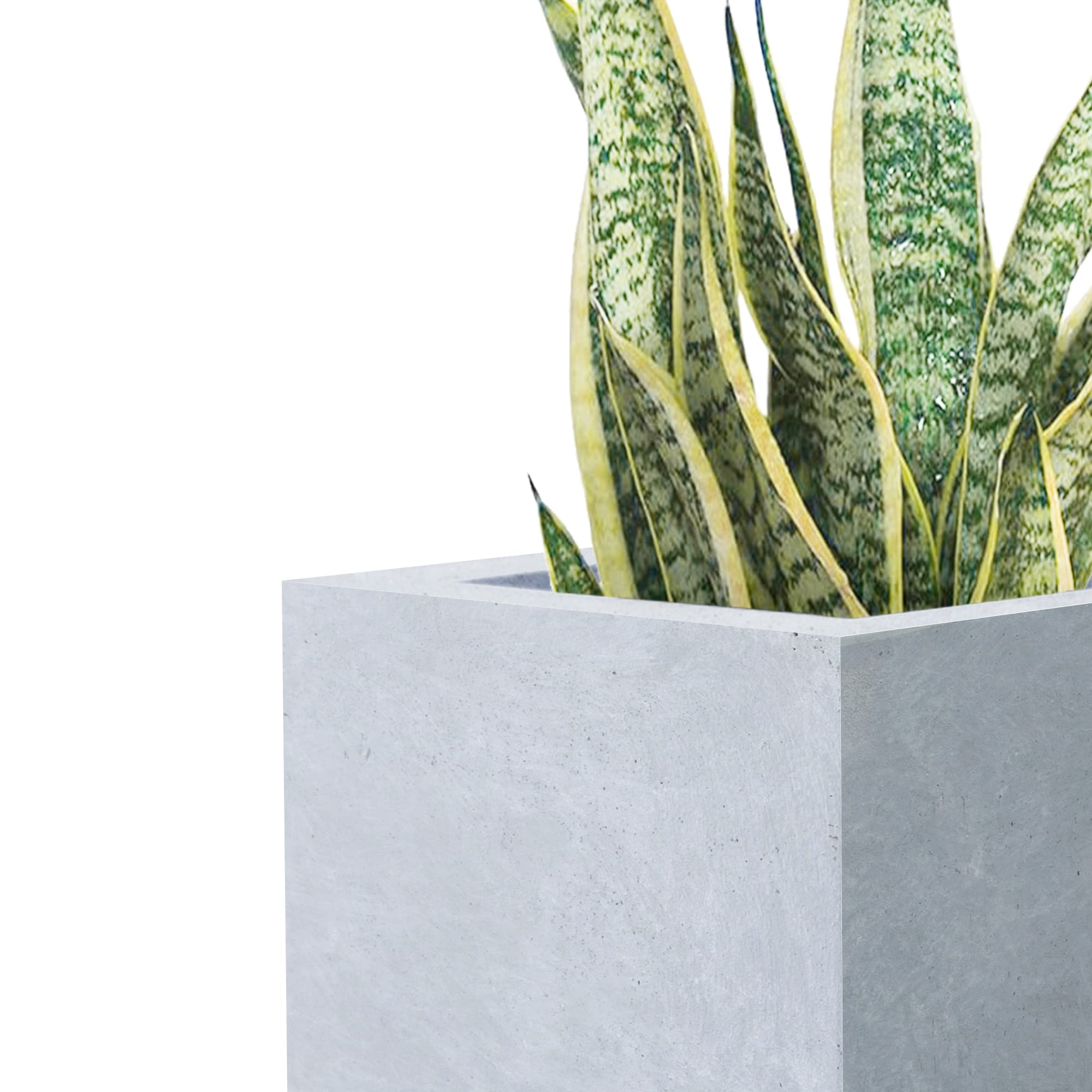 Kante 18.5",15.7",12.6" H Tall Rectangular Concrete Planters Set of 3, Outdoor Indoor Lightweight Plant Pots with Drainage Hole and Rubber Plug, Modern Style for Home Garden Patio, Slate Gray - Image 4