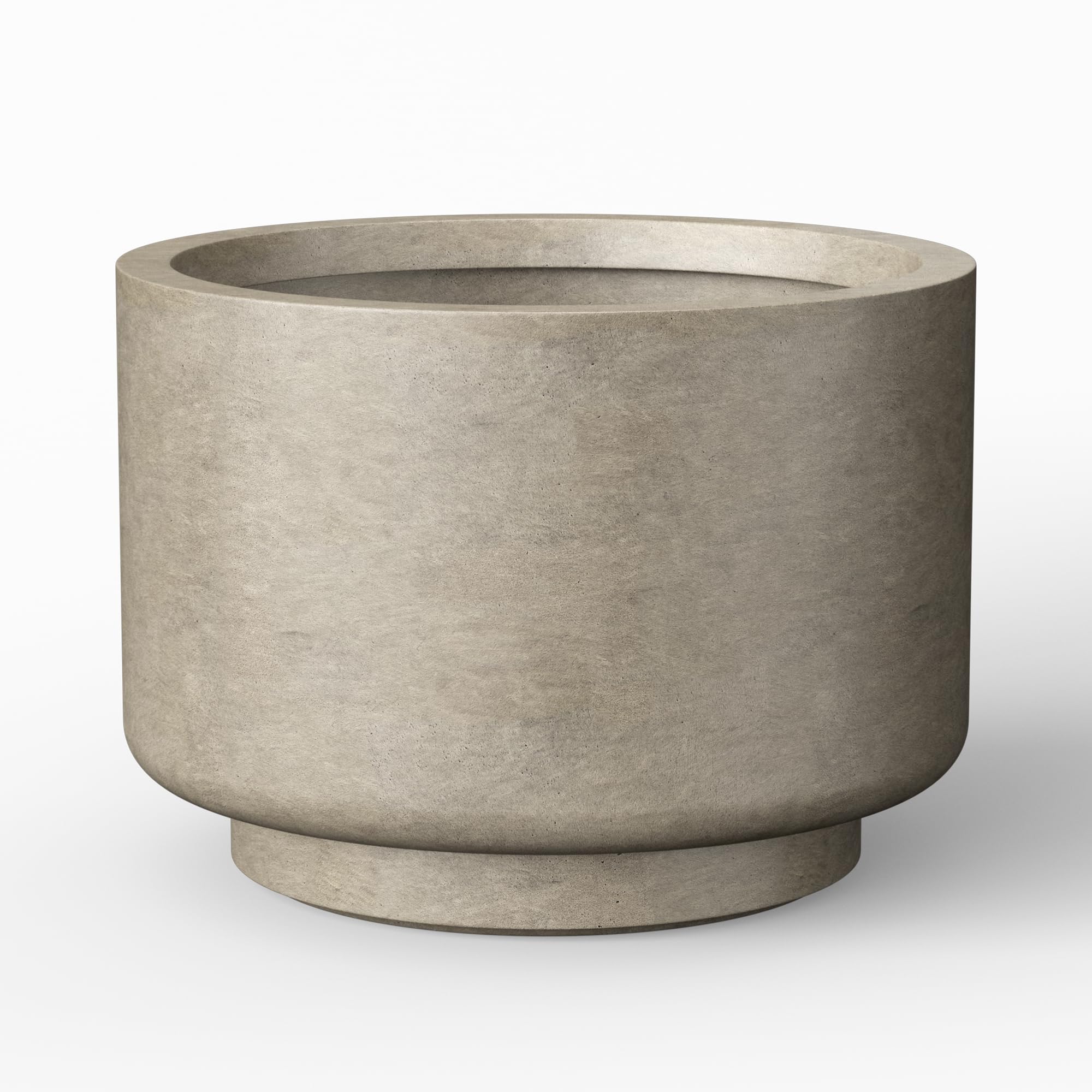 Kante 10 Inch Dia Concrete Planter, Round Pedestal Design Garden Pot for Indoor Outdoor Plants, Modern Flower Pot with Drainage Hole and Rubber Plug, Weathered Concrete
