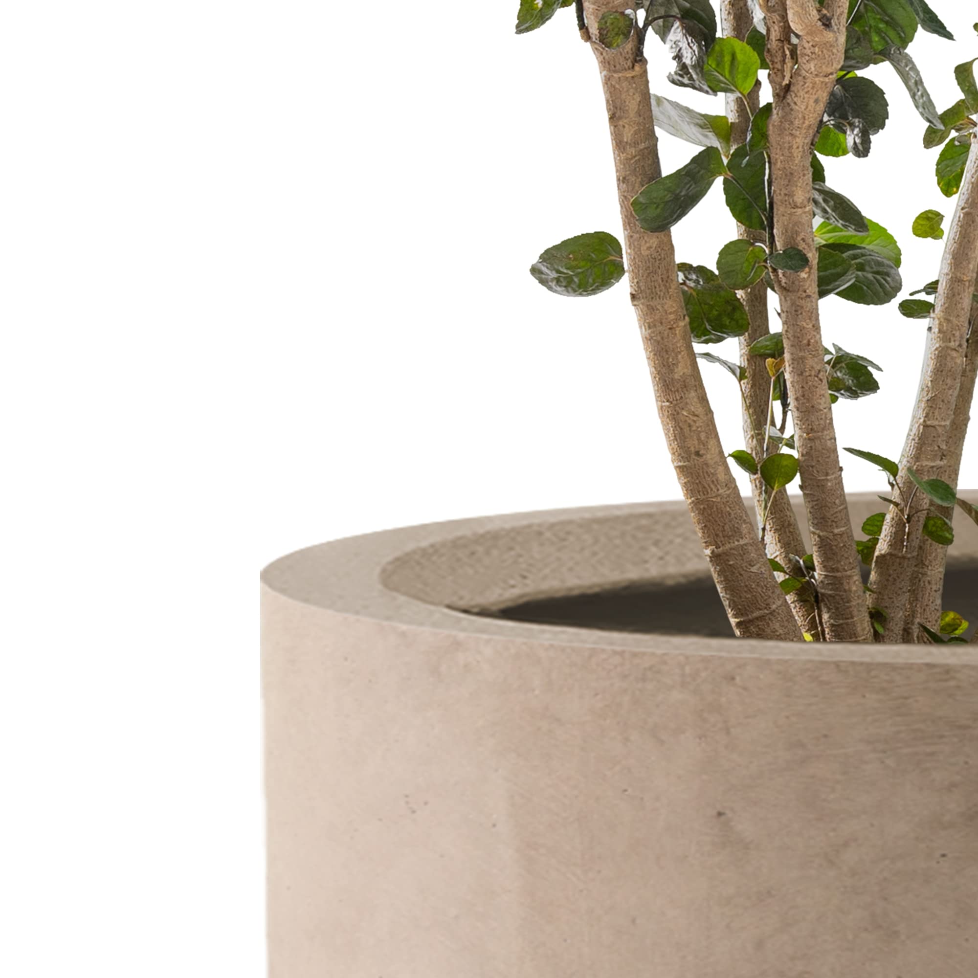 Kante Set of 3 Round Concrete Planters (9.8/12.6/15.7"), Modern Indoor Outdoor Pots with Drainage, Weathered Concrete Finish - Image 3