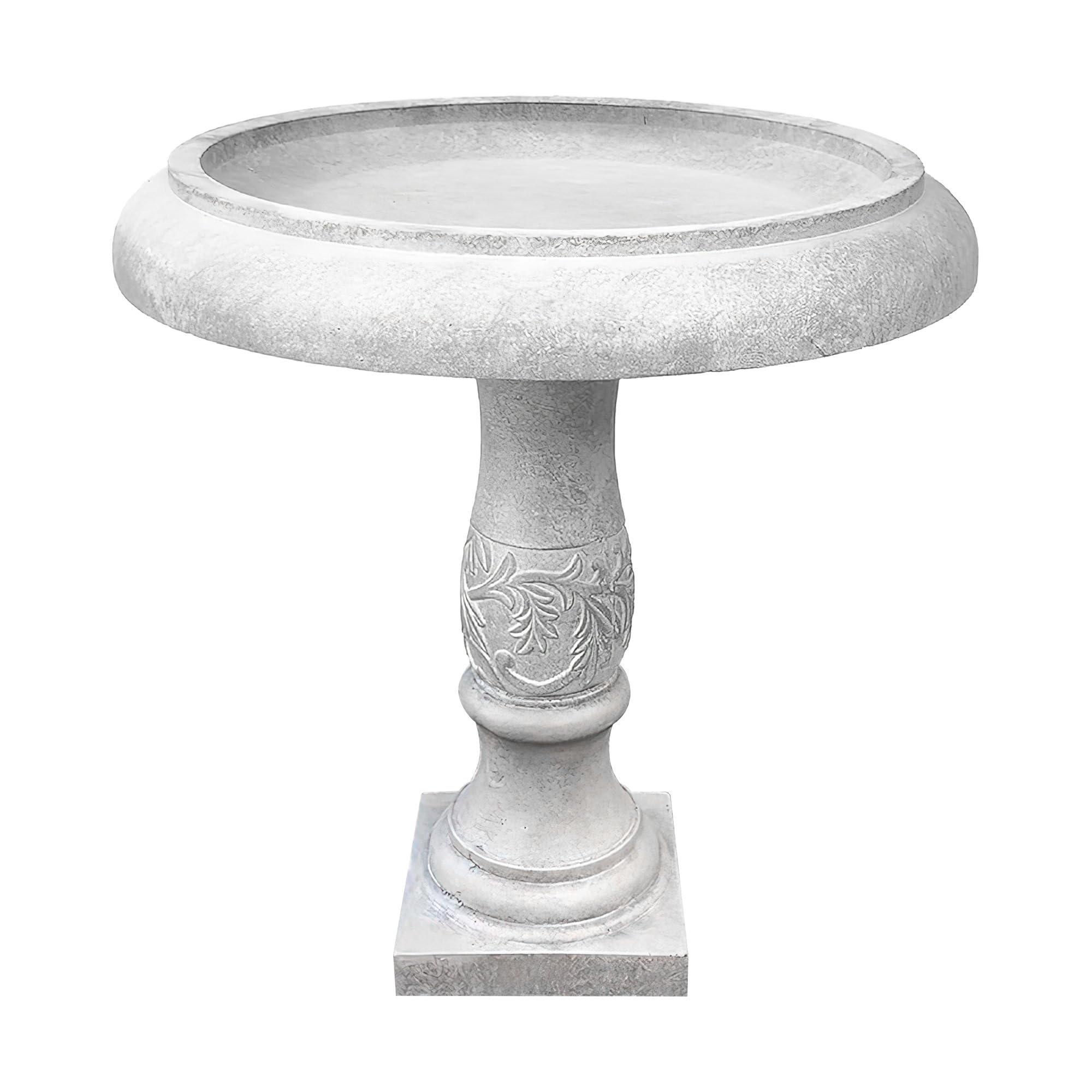 Kante 24.25 Inch Tall Handmade Concrete Birdbath, Elegant Outdoor Garden and Backyard Decor, Classic