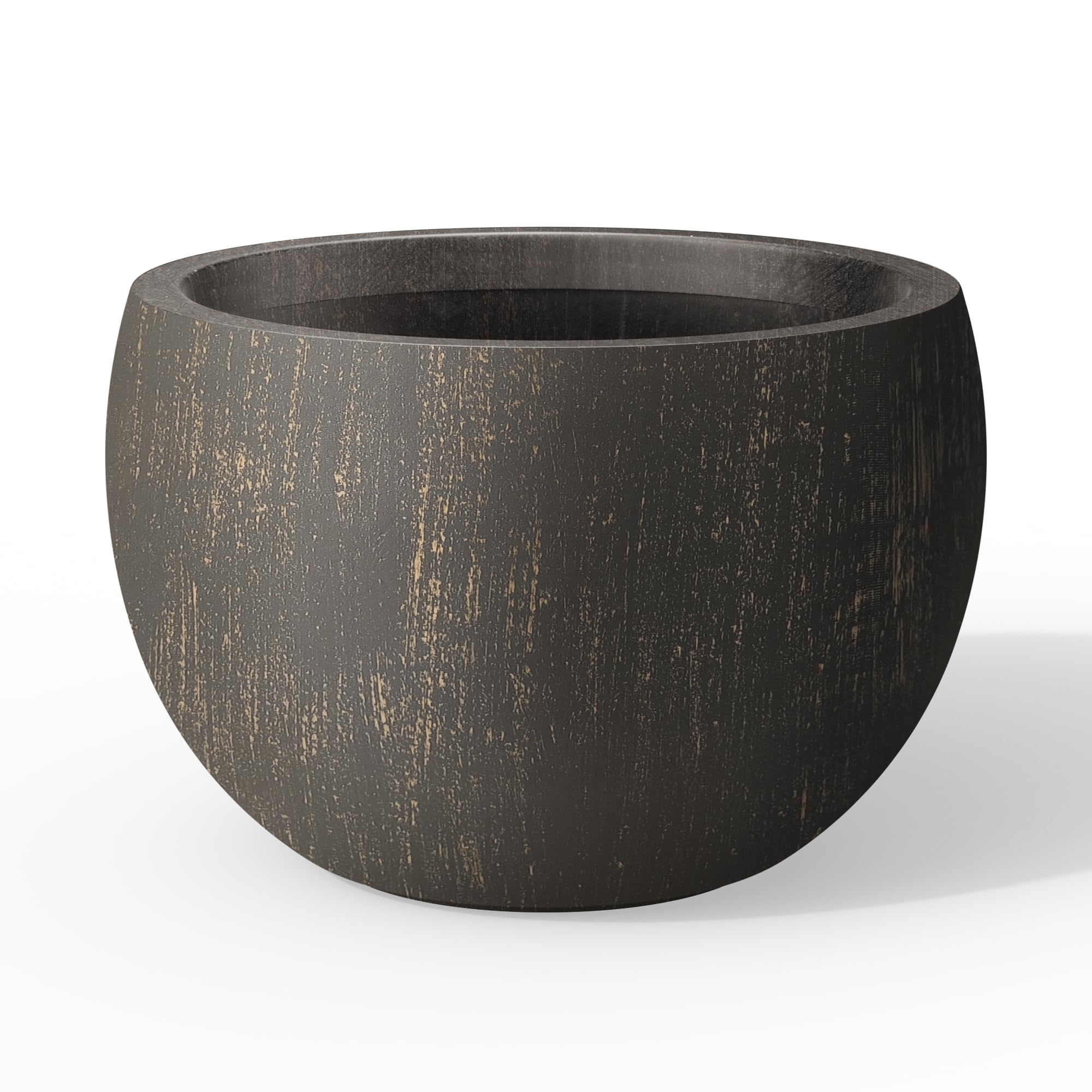 Kante 15.7" Dia Round Concrete Planter, Outdoor/Indoor Large Bowl Plant Pots with Drainage Hole and Rubber Plug for Garden Patio Balcony Home, Oil Rubbed Bronze