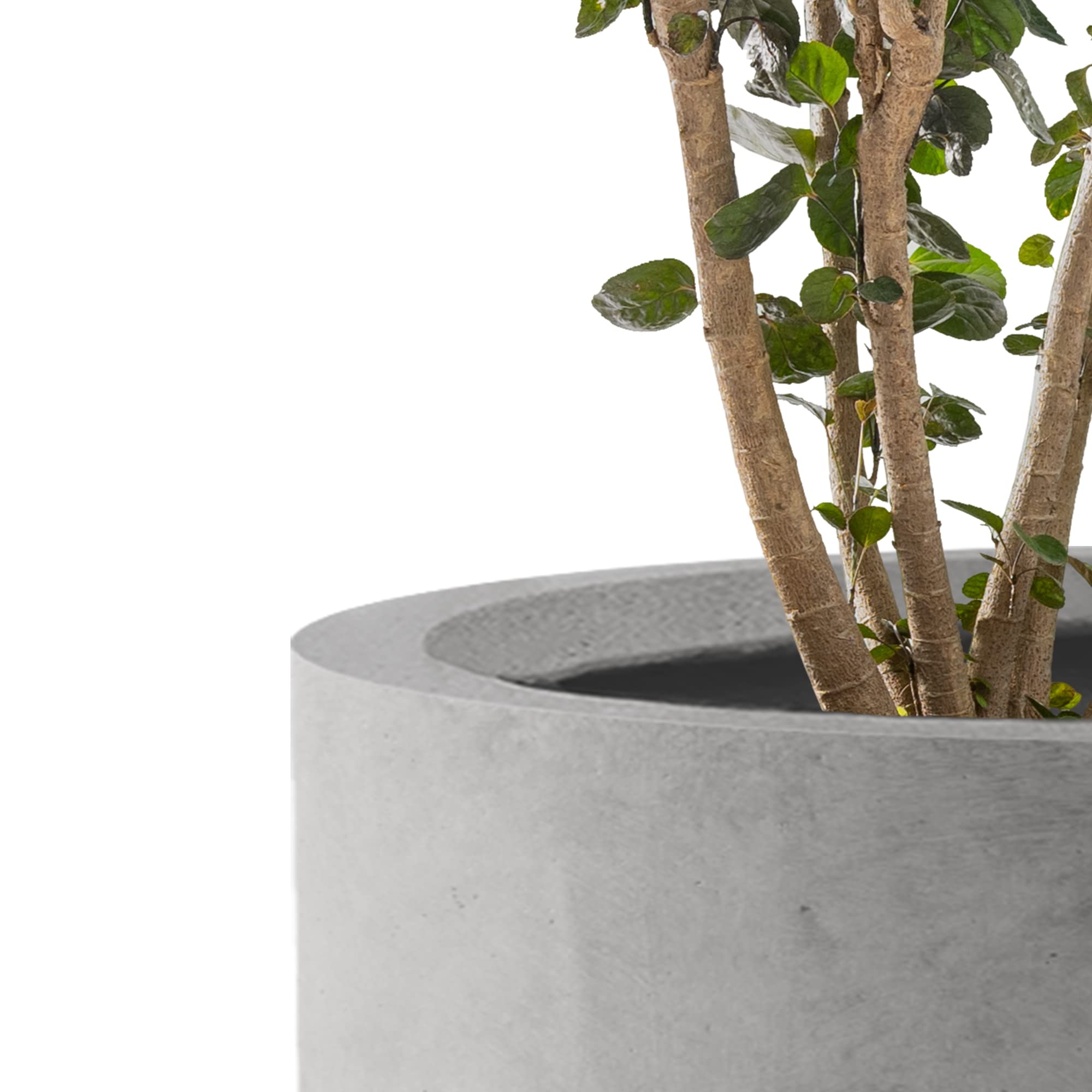 Kante 12.6" Dia Round Concrete Planter, Modern Style Large Cylindrical Plant Pot with Drainage Hole and Rubber Plug for Indoor Outdoor Patio, Natural Concrete - Image 4
