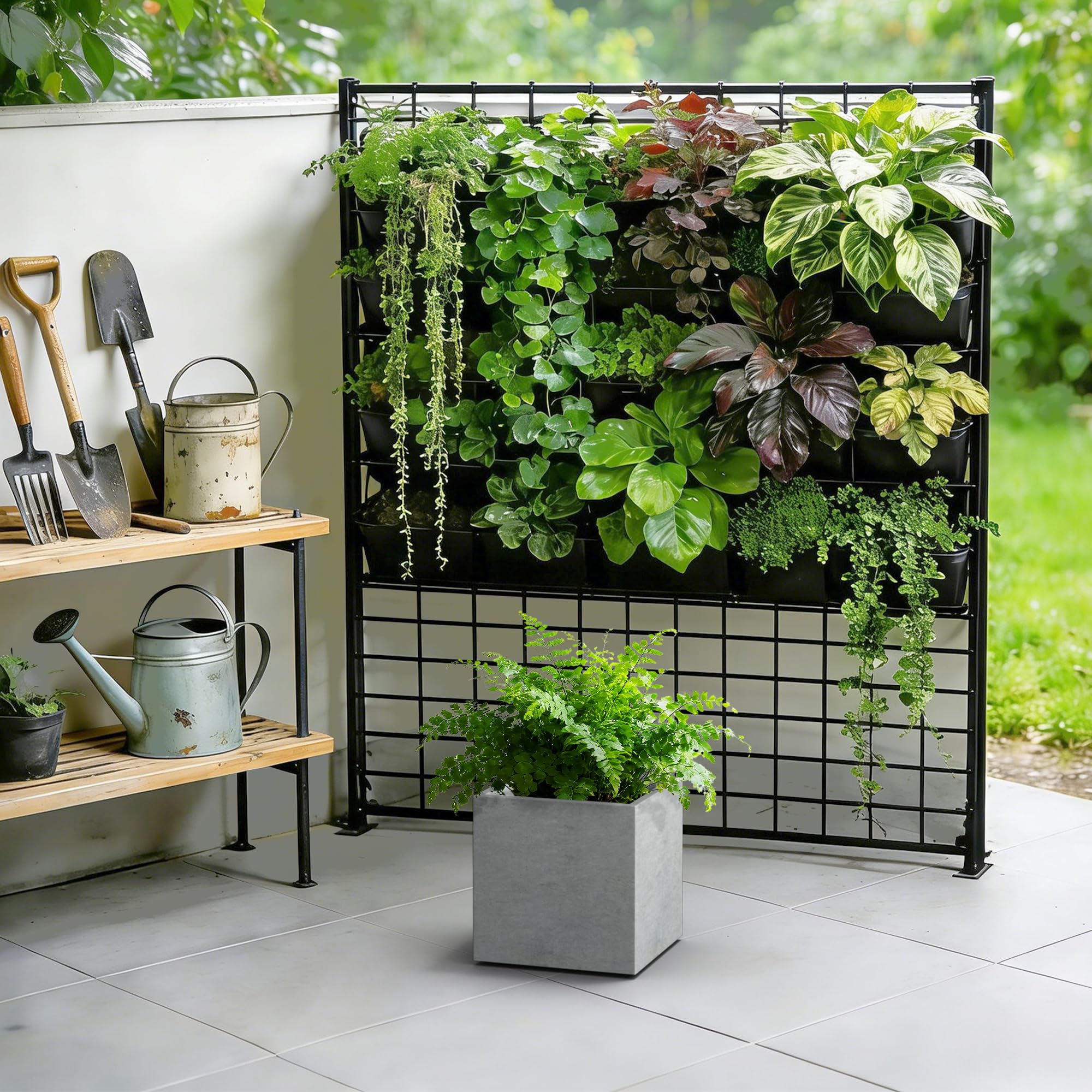 Kante 10 Inch Square Concrete Planter for Outdoor Indoor Home Patio Garden, Large Plant Pot with Drainage Hole and Rubber Plug, Natural Concrete - Image 4