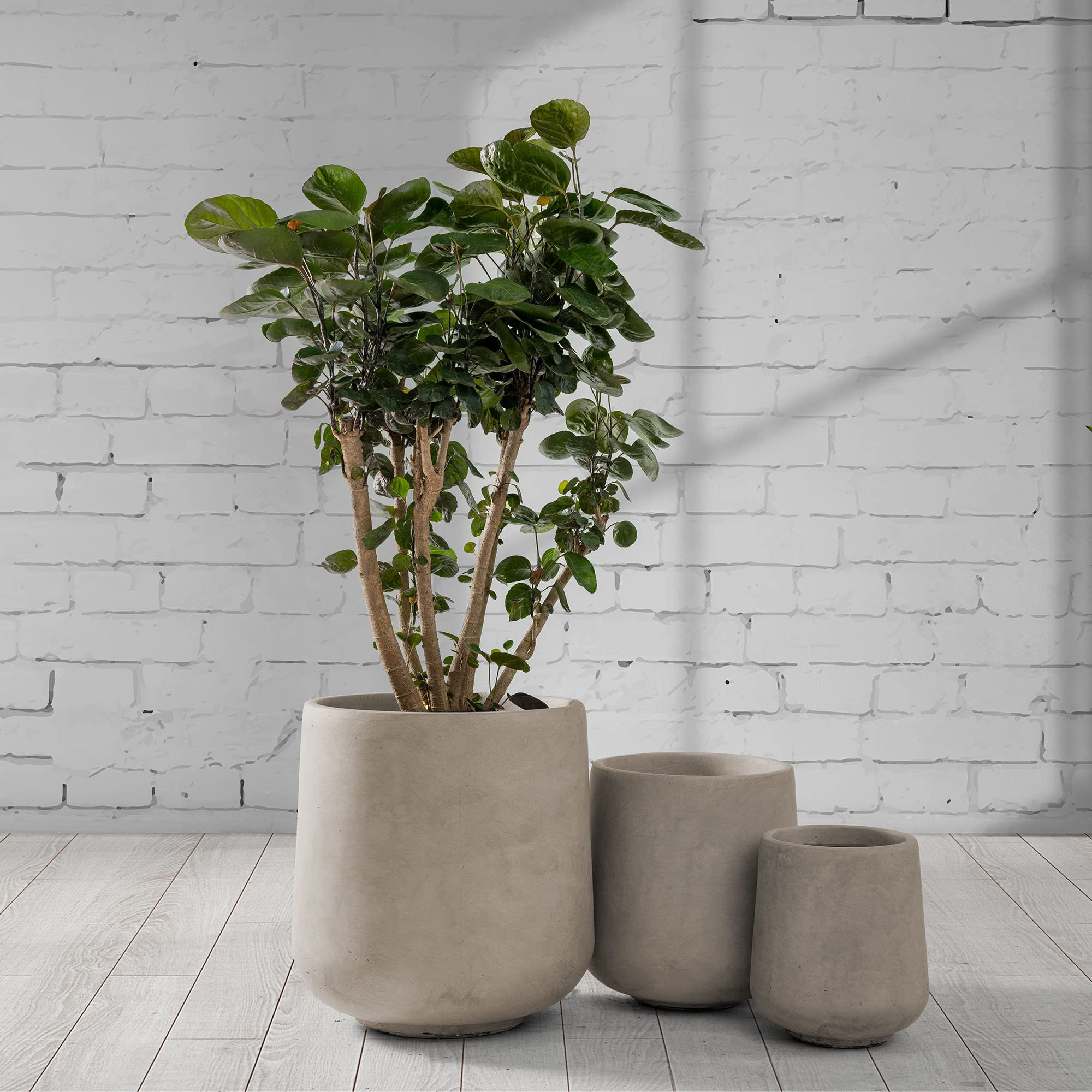 Kante 15.3"+11.6"+8.2" Dia Round Concrete Planter, Large Outdoor Indoor Planter Pots Containers with Drainage Holes and Rubber Plug for Home Garden Patio, Weathered Concrete - Image 5