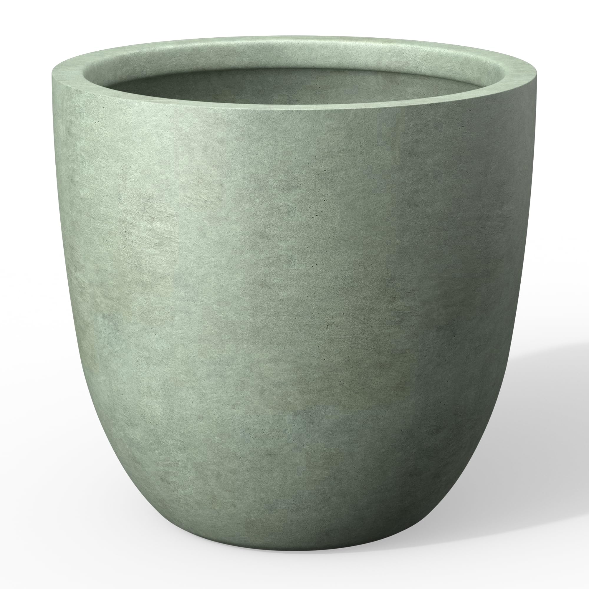 Kante 14 Inch Dia Round Concrete Planter, Indoor Outdoor Large Plant Pot with Drainage Hole and Rubber Plug for Home Patio Garden, Mint Green