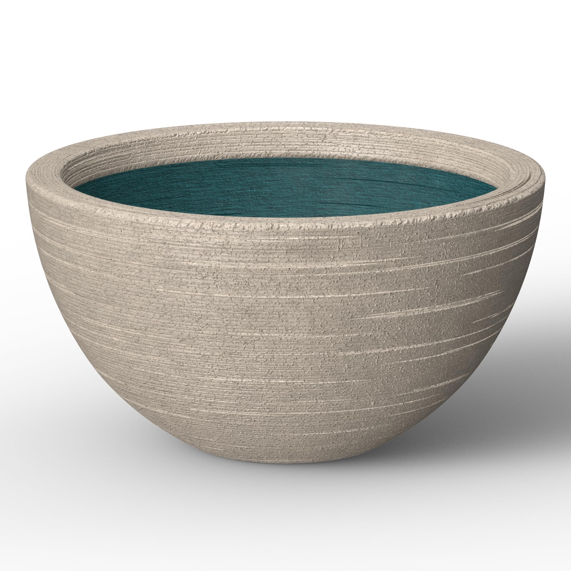 Kante 11.8 Inch Dia Concrete Planter, Round Bowl Design Garden Pot for Indoor Outdoor Plants, Modern Flower Pot with Drainage Hole, Weathered Concrete Finish with Painted Interior