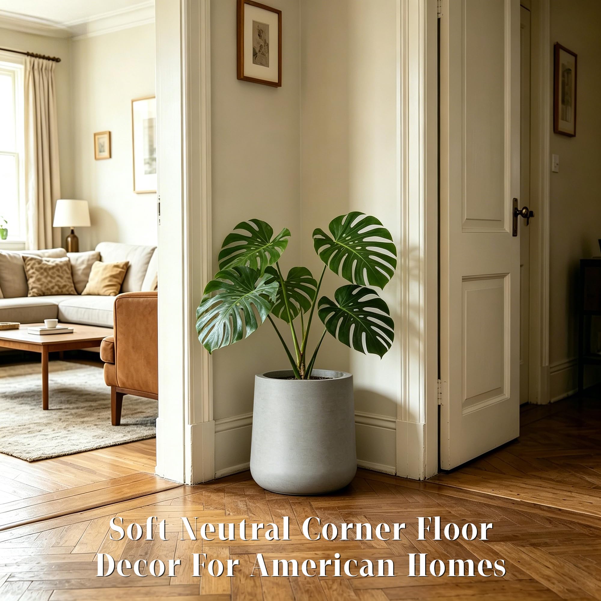 Kante 12.2'' Lightweight Concrete Planter 9.8'' Indoor Outdoor Use with Drainage Hole,Gray - Image 5